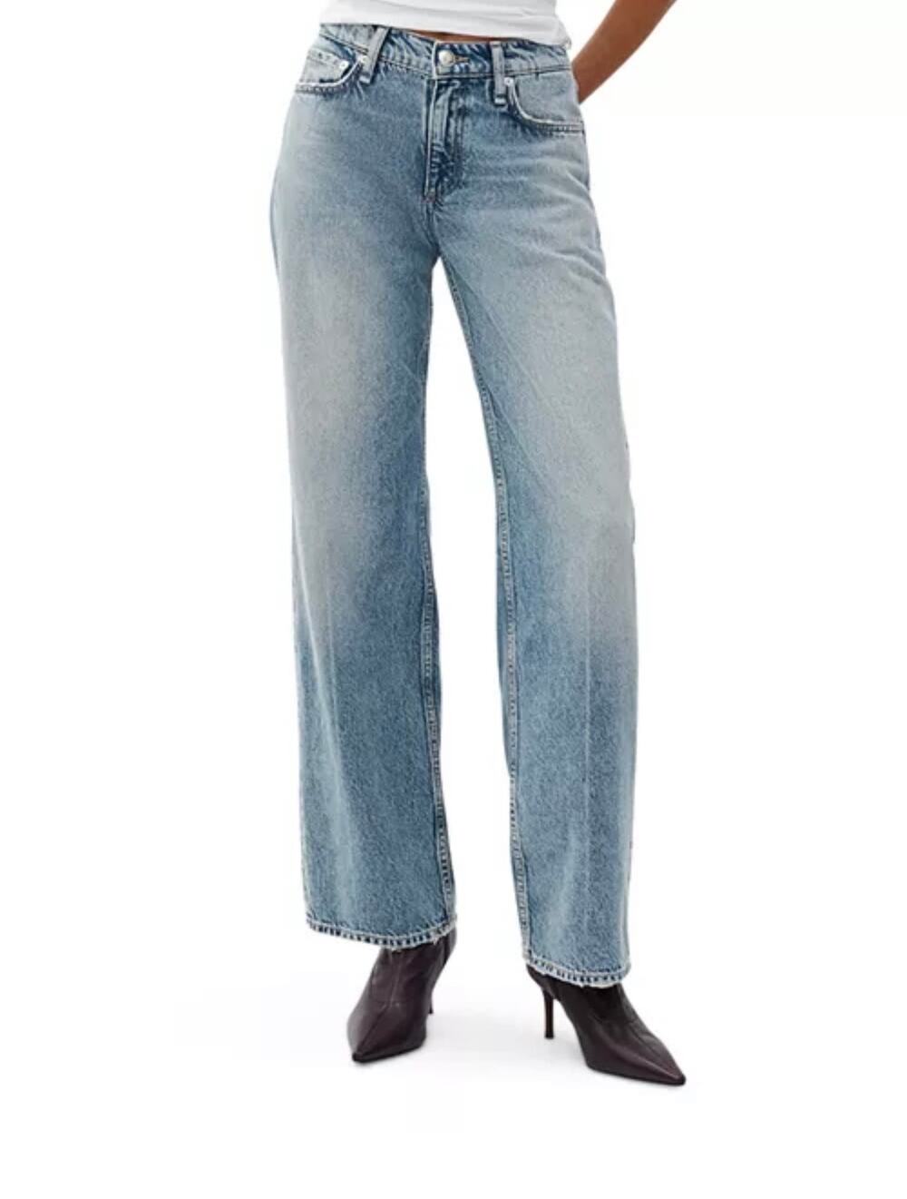 Rag & Bone Saige Low Rise Relaxed Straight Jeans Sz 26 Casual Denim Grunge